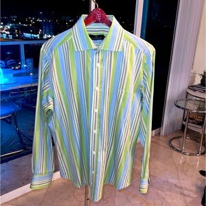 Bugatchi luxury Uomo striped detailed button down Medium